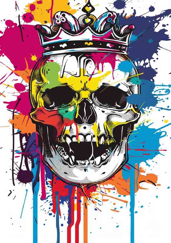 Splashed art king skull | Metal Poster