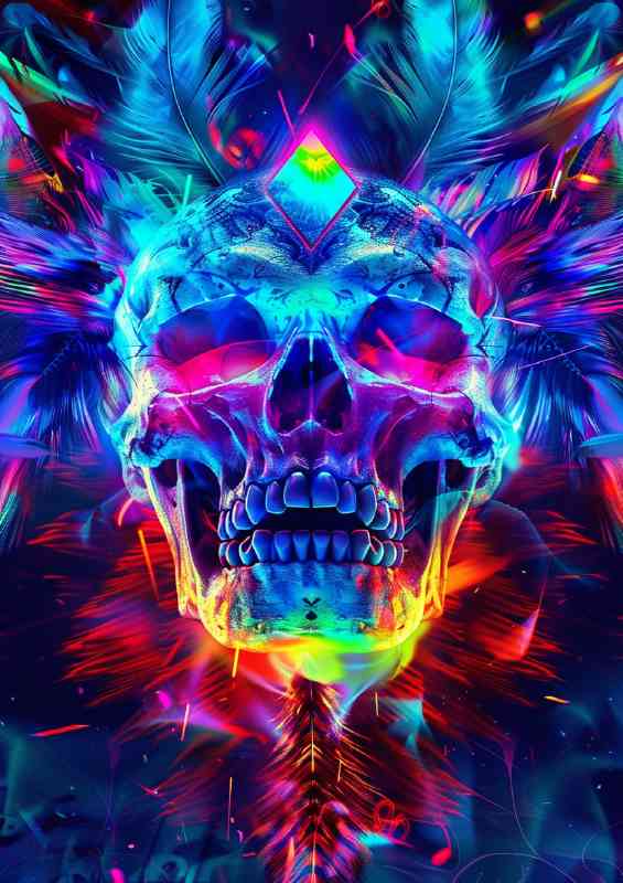 The neon glowing skull phys | Canvas