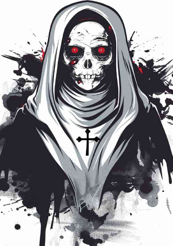 The nun skull face splashed art | Canvas