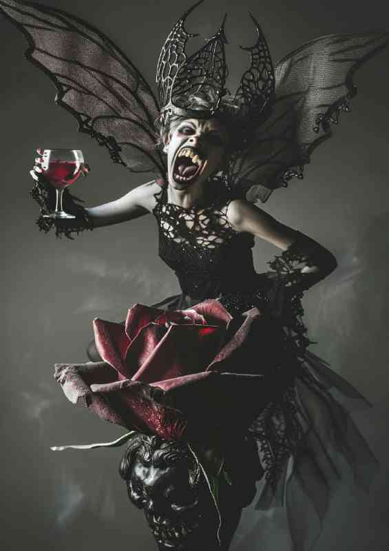 The vampire fairy with red wine | Metal Poster