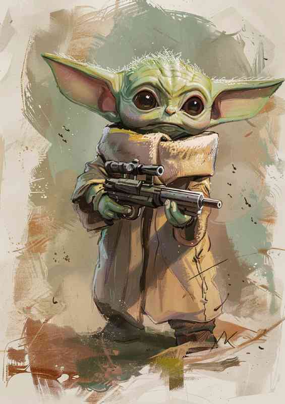 Baby yoda painted style art | Poster