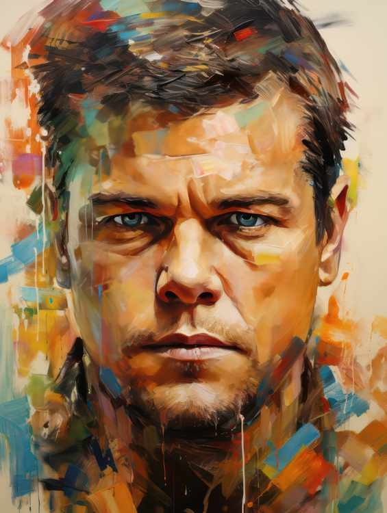 Matt Damon Very colourful painting style | Canvas