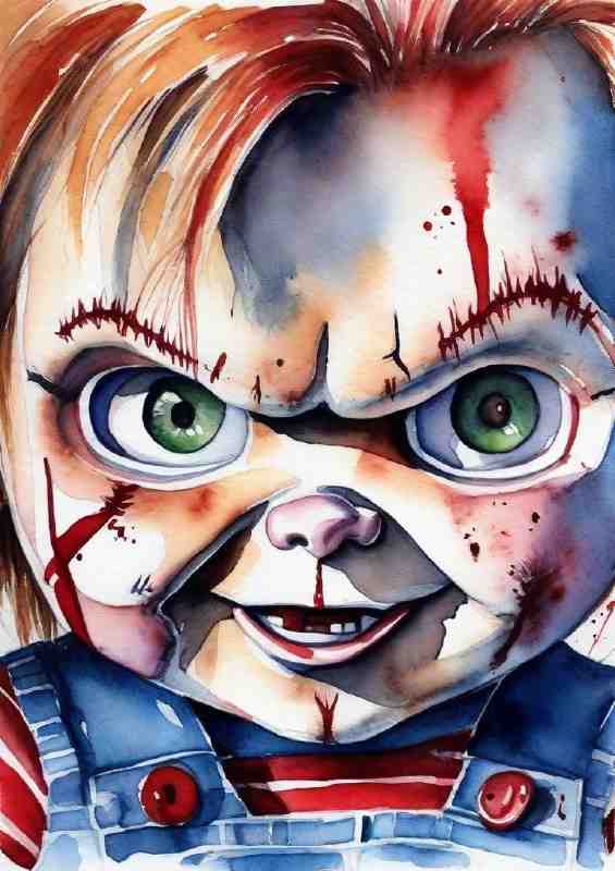 Chucky doll watercolours | Canvas