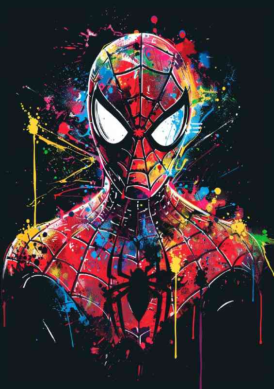 Colourful splash art spider head shot | Poster
