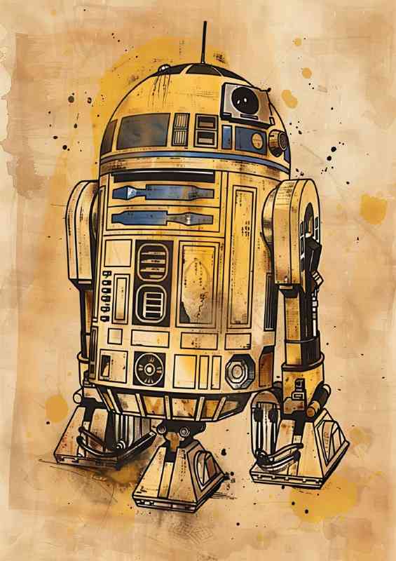 Drawing style of droid in yellow and blue | Di-Bond