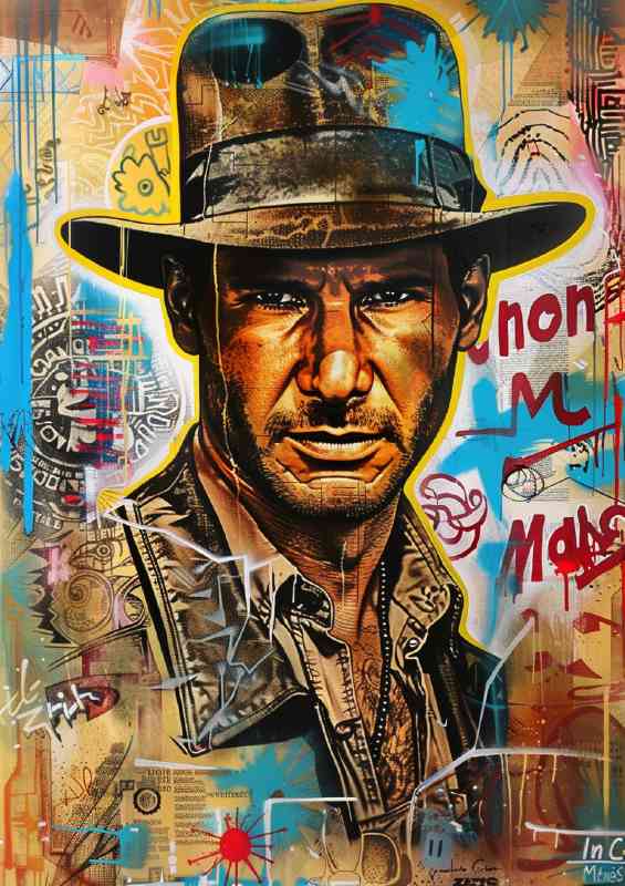 Graffiti harrison ford with the famous hat | Poster