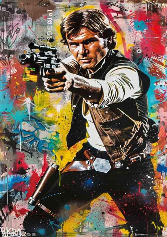 Harrison ford splashed pop art | Metal Poster