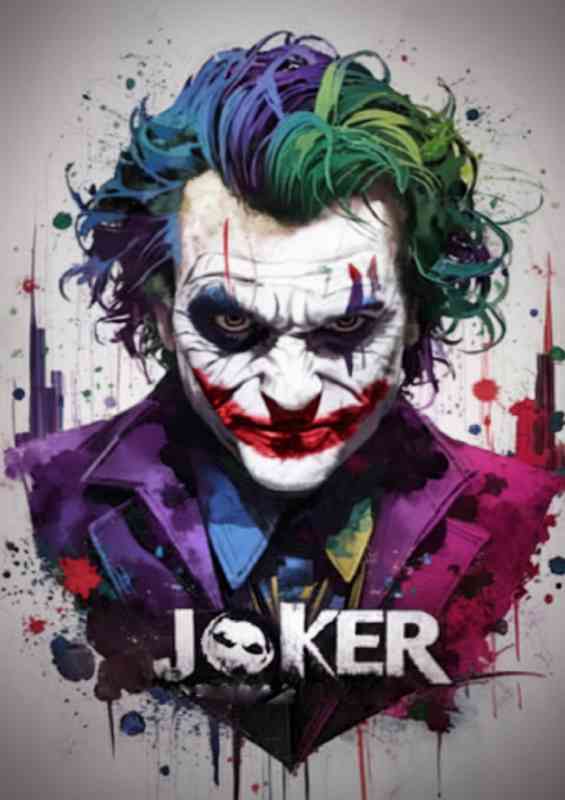 Joker painted splash art colourfull | Metal Poster