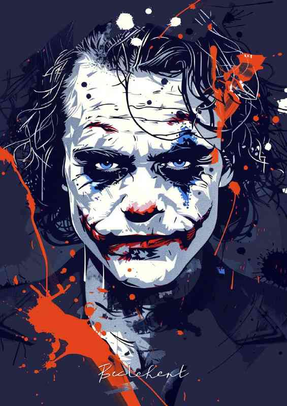 Joker with blue eyes popart style | Metal Poster