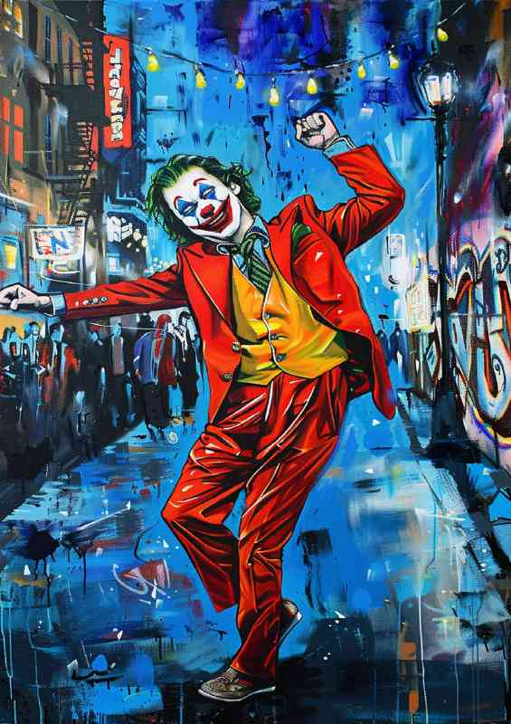 Painted Joker Dancing in the streets | Canvas