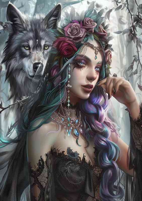 Purple hear lady and the wolf | Poster