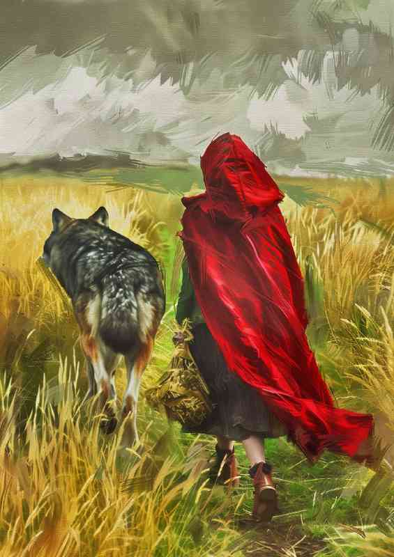 Red cloak walking the wolves | Metal Poster