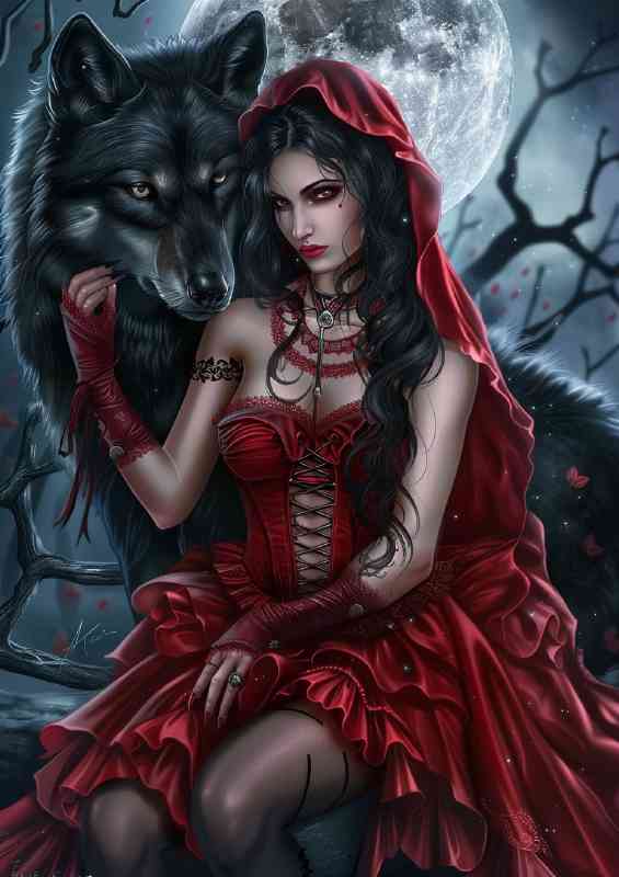 Red riding hood with her pet wolf | Di-Bond