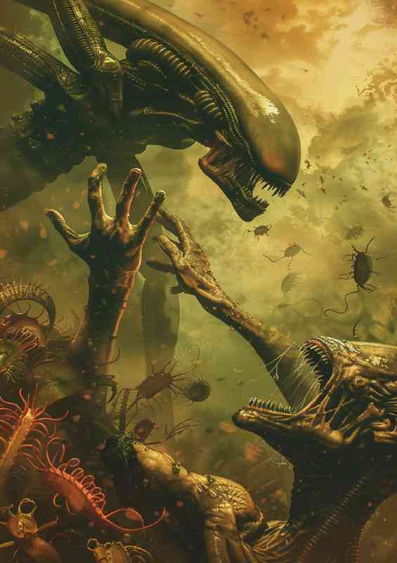 Space aliens on another planet | Metal Poster