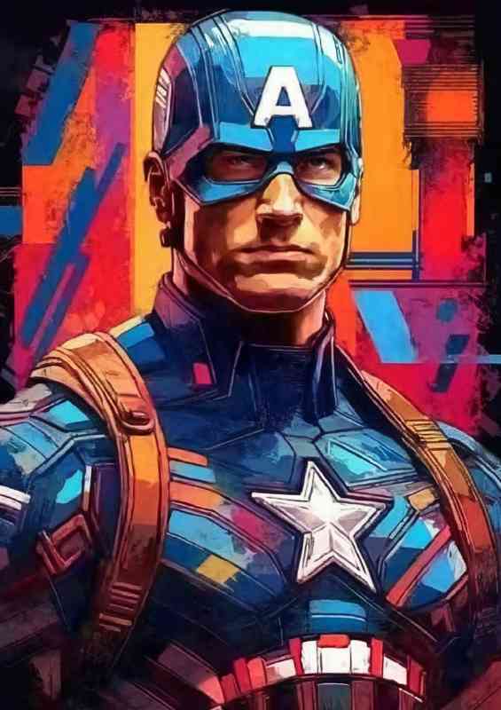 Styleised portrait of a super hero painted | Poster