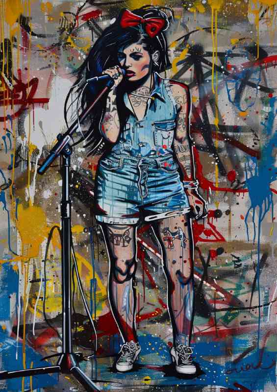 Amy Winehouse in a denim dress | Di-Bond