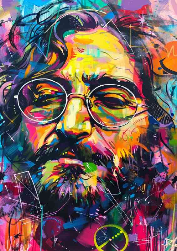Colorful painting of John Lennon | Metal Poster