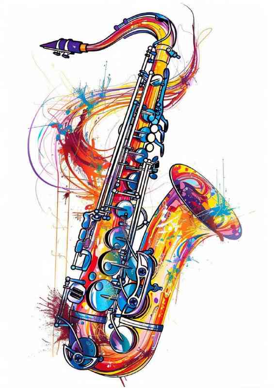 Colourful Saxophone | Metal Poster