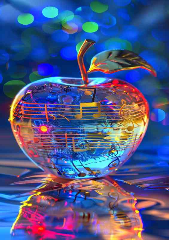 Crystal apple with musical notes | Metal Poster