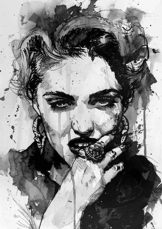 Madonna into the groove style ink art | Metal Poster