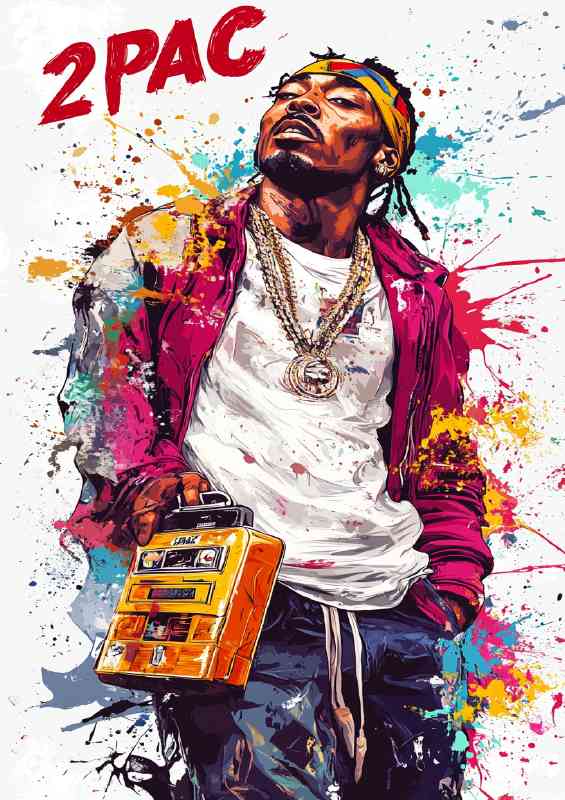 Tupac with his boombox | Metal Poster