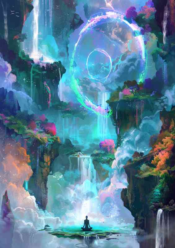 Fantasy world giant floating islands | Metal Poster