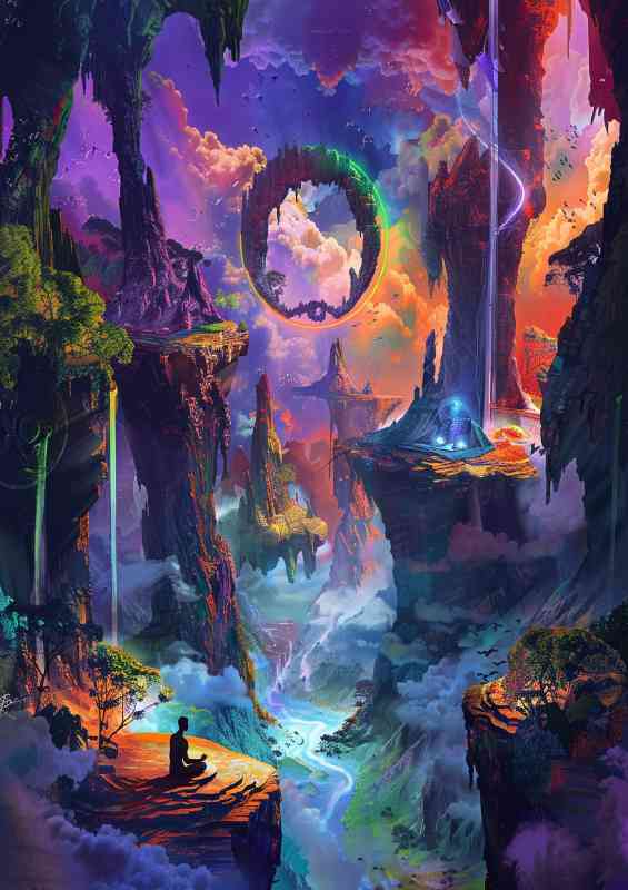 Giant floating islands fantasy | Metal Poster