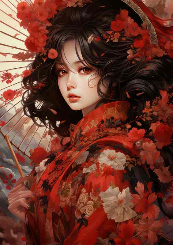Geisha in Digital Age Canvas
