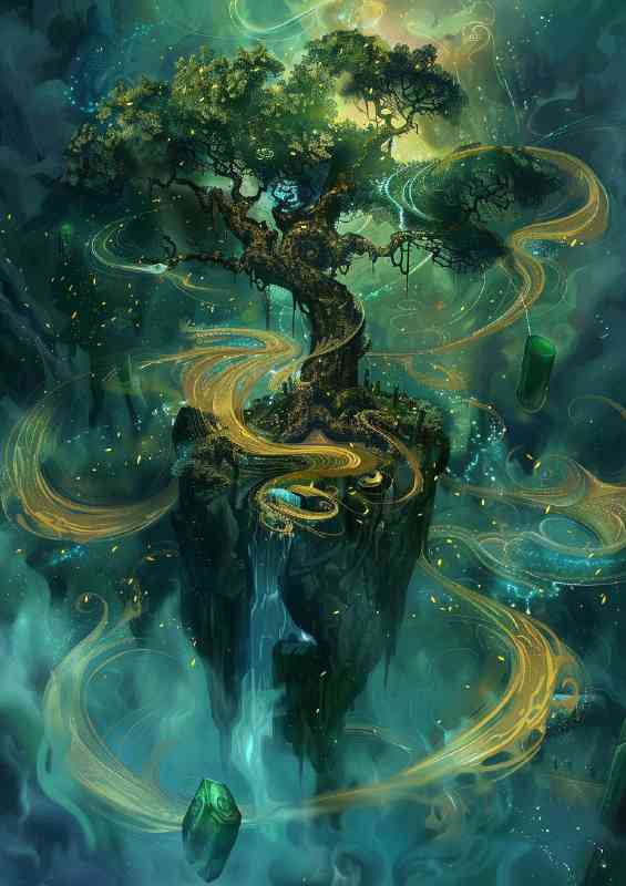 ancient tree in the centre of a island | Poster