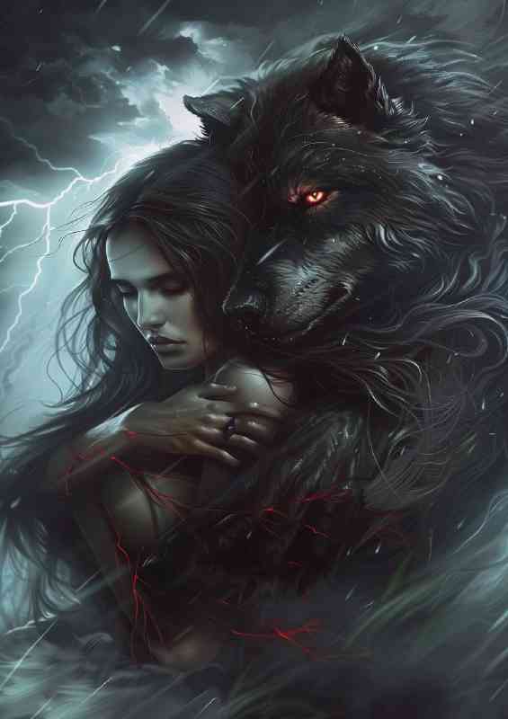 Beautiful black wolf with red eyes | Di-Bond