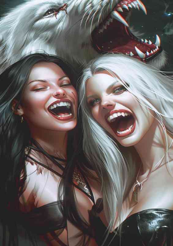 Female vampires and the wolf | Canvas