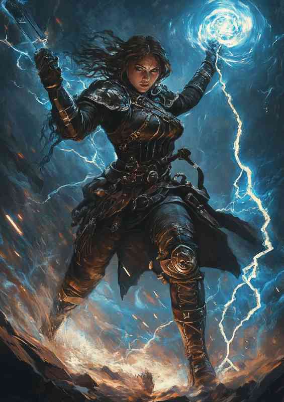 Female warrior holding light energy | Canvas