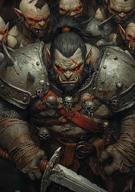 Giant Ork with black pony tail in hair | Metal Poster