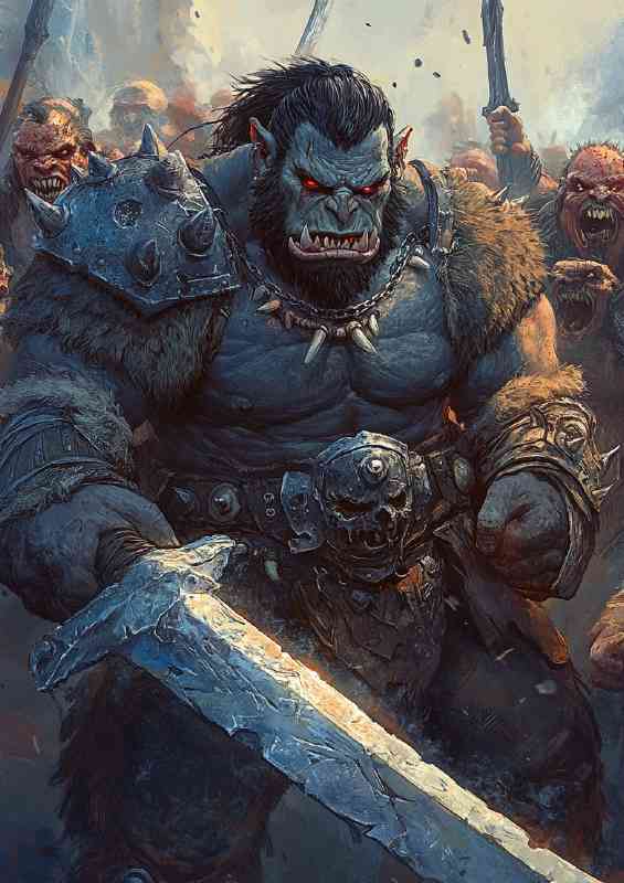 Giant fantasy ork with long sword battle | Canvas