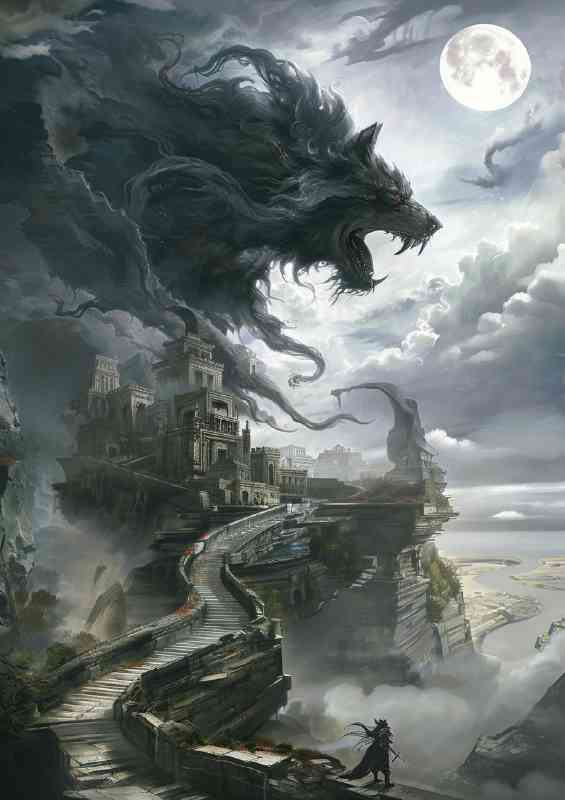 Huge black werewolf protecting the city | Poster