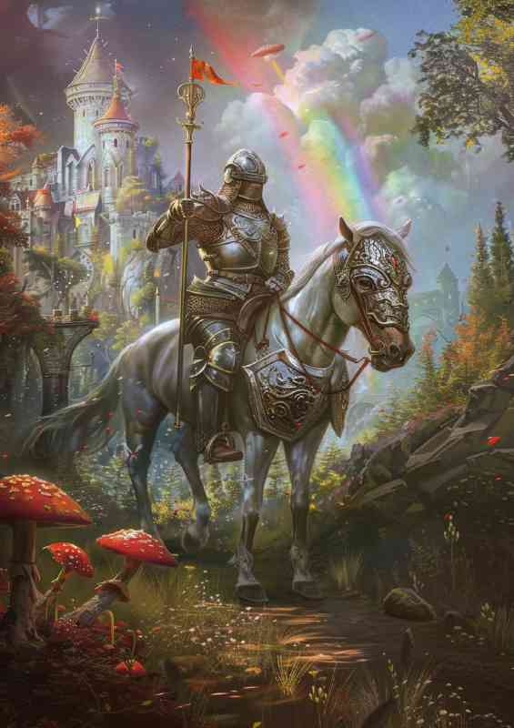 Knight in shining armor leaving the castle | Metal Poster