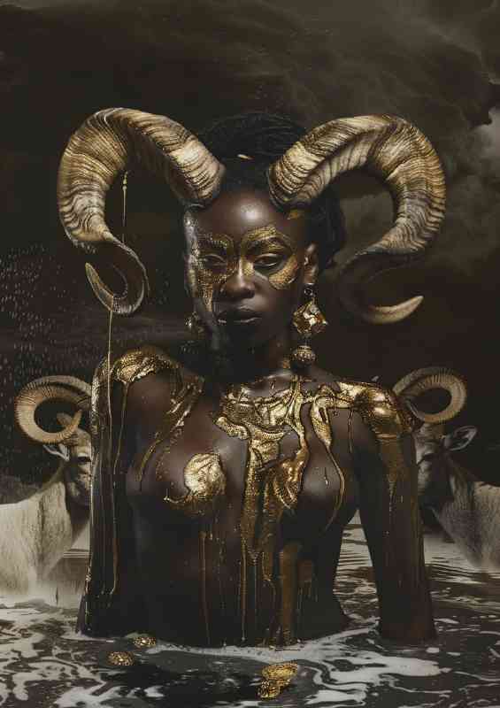 Lady in glod paint with horns | Canvas