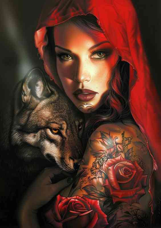 Lady tattos and the wolf | Metal Poster