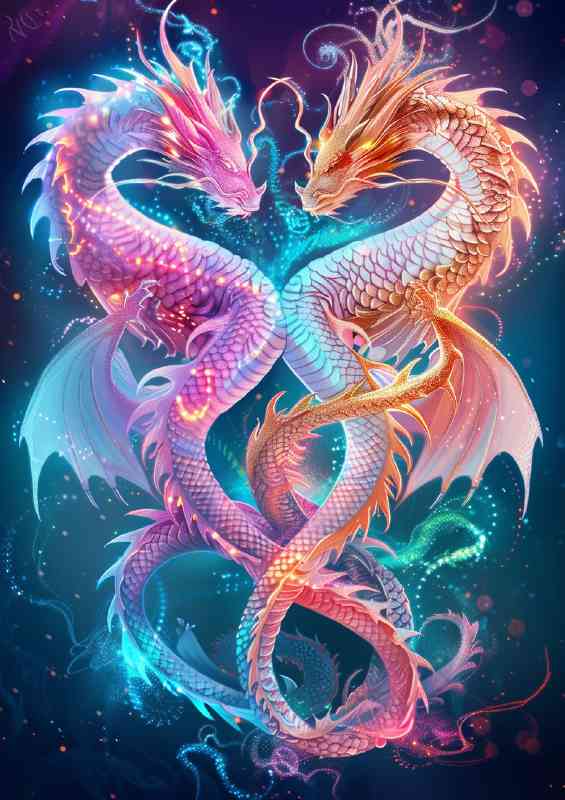 Pair magenstic dragons | Metal Poster