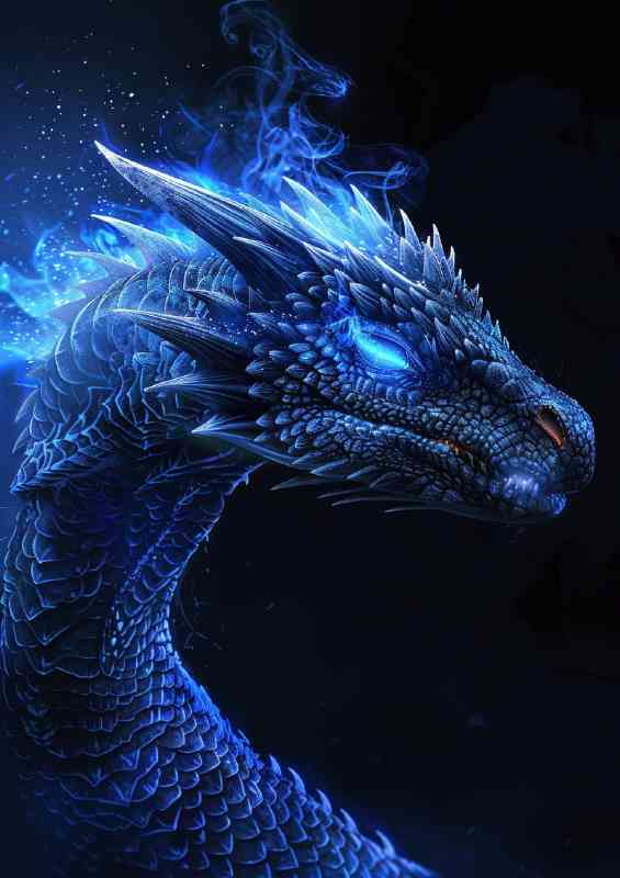 The blue dragon and glowing eyes | Canvas