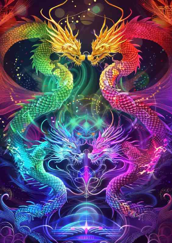 Two chinese dragons in full colour | Canvas
