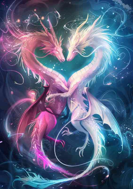 Two colourful dragons | Canvas