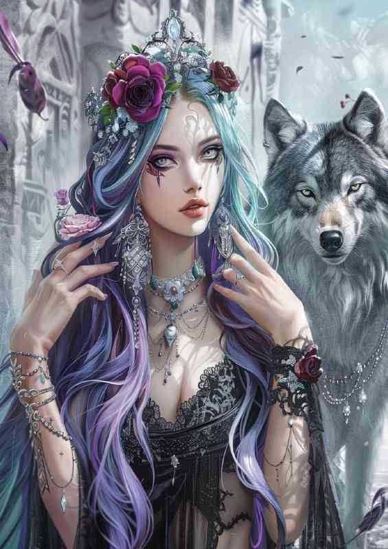 Witch and the white wolf | Metal Poster