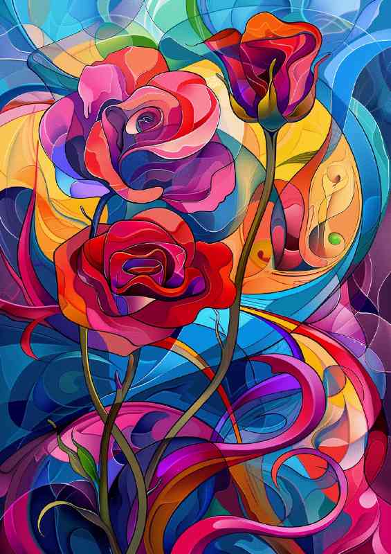 Abstract style multi roses | Canvas