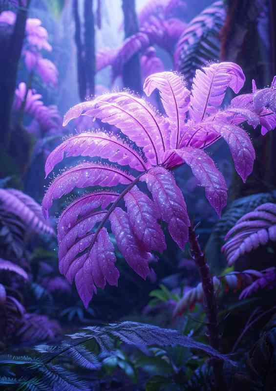 Big leaves on bright purple frens | Metal Poster