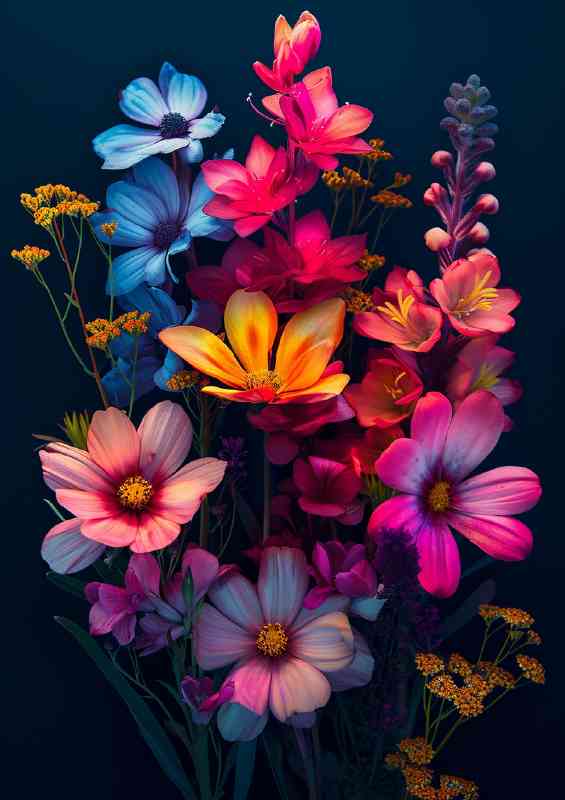 Colourful arrangment of multi flowers | Canvas