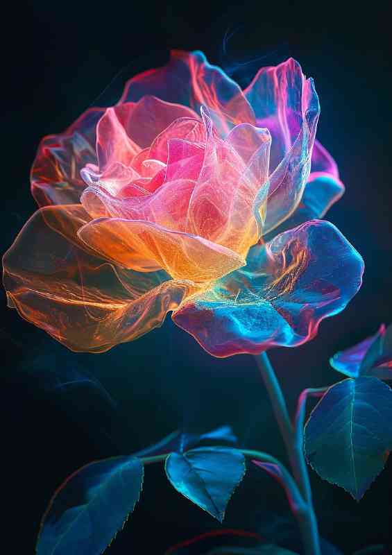 Colourful single rose bright pettles | Metal Poster
