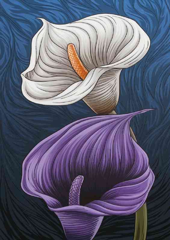 Detailed illustration of two flowers | Poster