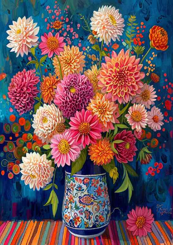Full vase of multi flowers | Canvas