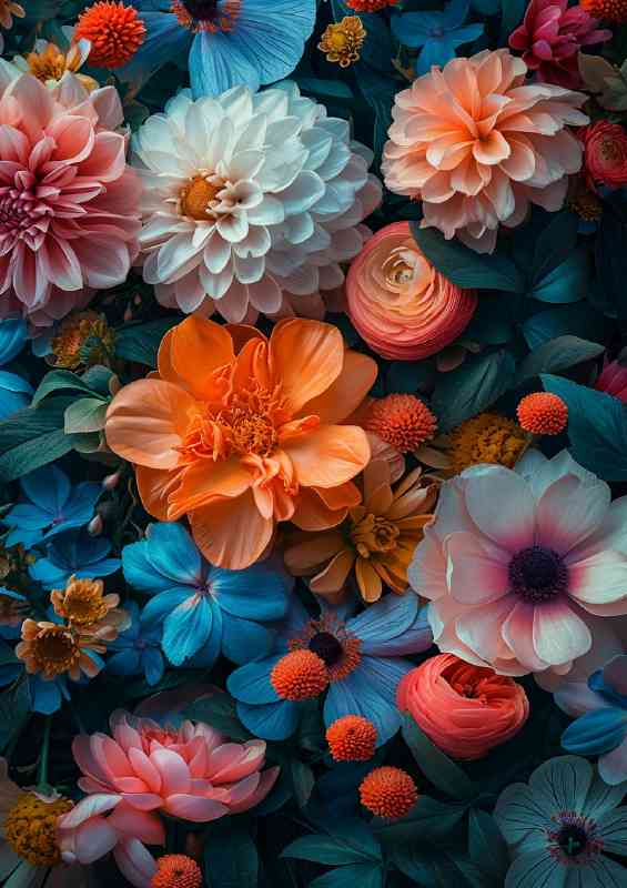 Intricate foliage and flowers luminous colours | Canvas